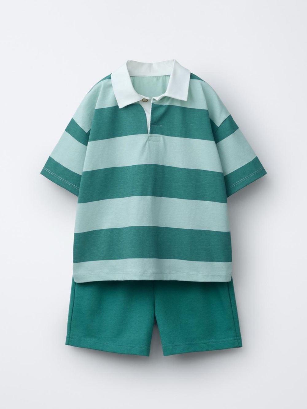 ZARA STRIPED POLO AND BERMUDA SET